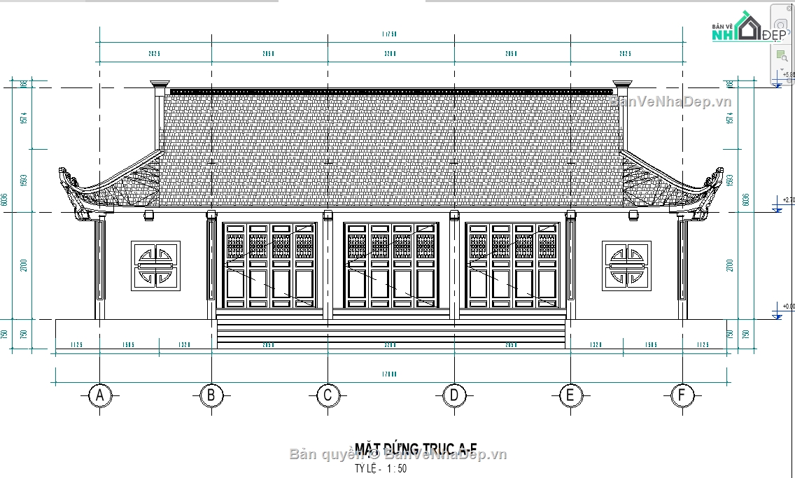 Bộ 6 Bản vẽ Revit nhà thờ, đình chùa chi tiết