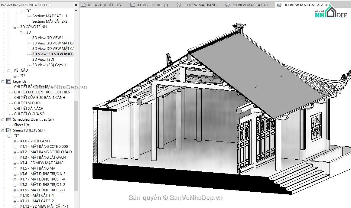 model revit nhà thờ họ,Nhà thờ họ revit,kiến trúc nhà thờ họ,revit nhà thờ họ,file revit nhà thờ họ