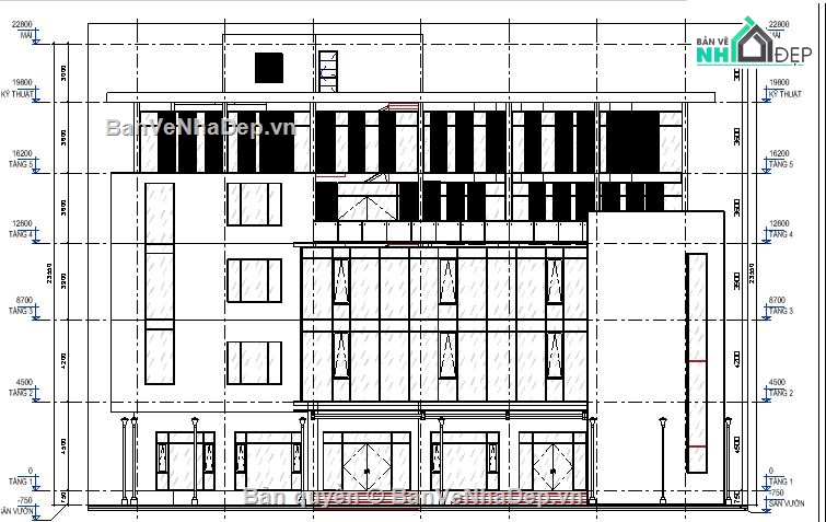 Bản vẽ tòa nhà 5 tầng,thiết kế nhà khách,Kiến trúc tòa nhà,nhà 5 tầng 18x28m,revit nhà 5 tầng,model revit nhà 5 tầng