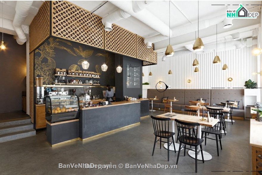 nội thất quán cà phê,revit quán cà phê,file revit quán cà phê,revit nội thất quán cafe