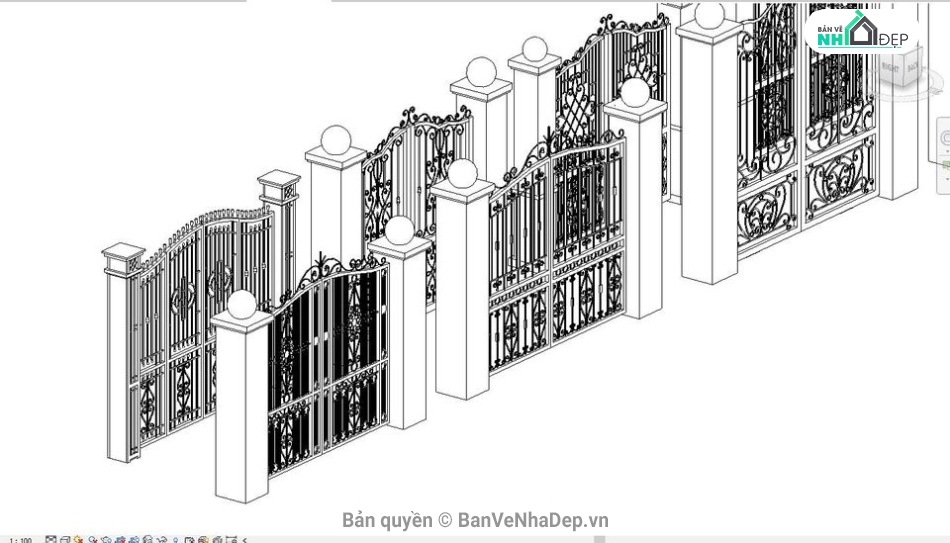 thư viện cửa revit,thư viện cửa,mẫu cổng sắt,thư viện cổng đẹp,revit cổng sắt