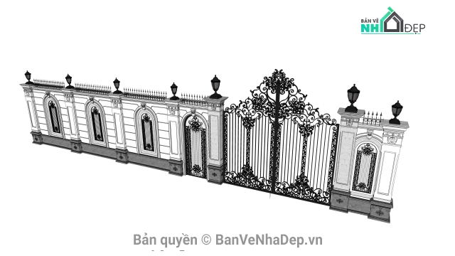 Model sketchup 2013 thiết kế cổng rào cổ điển