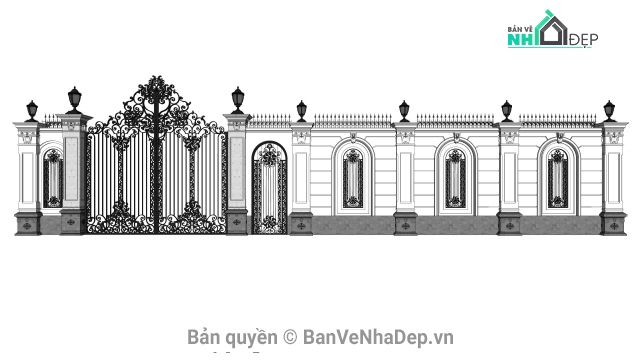 Sketchup cổng rào,thiết kế cổng rào,cổng tường rào,file su cổng rào cổ điển,bản vẽ cổng rào,cổng rào sketchup