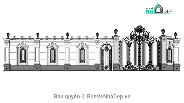Sketchup cổng rào,thiết kế cổng rào,cổng tường rào,file su cổng rào cổ điển,bản vẽ cổng rào,cổng rào sketchup