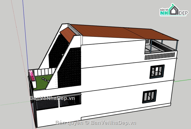 nhà hiện đại,nhà 2 tầng,Su nhà 2 tầng,File su nhà 2 tầng,model sketchup nhà 2 tầng