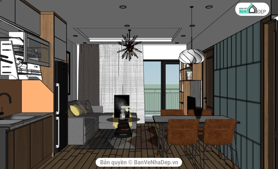 model sketchup nội thất,nội thất SU,nội thất phòng khách,SU đồ nội thất,nội thất phòng khách đẹp,Thiết kế phòng bếp đẹp