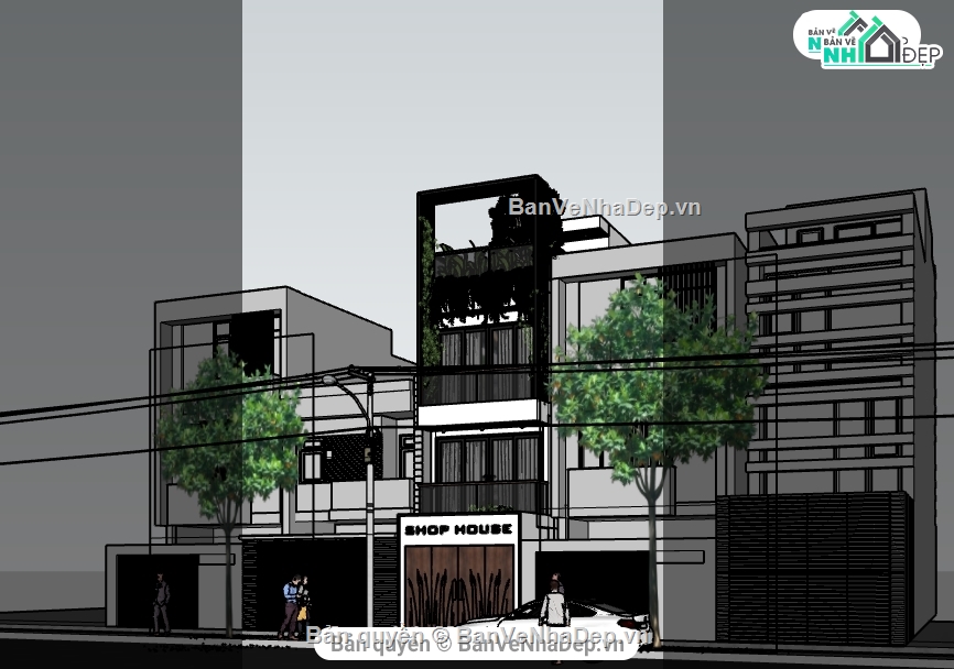 model sketchup nhà phố 3 tầng,model sketchup nhà phố,nhà phố 3 tầng,file su nhà phố 3 tầng,sketchup nhà phố 3 tầng,bản vẽ su nhà 3 tầng