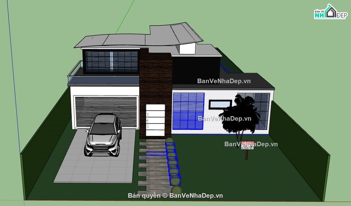 biệt thự 2 tầng,sketchup biệt thự 2 tầng,file su biệt thự 2 tầng