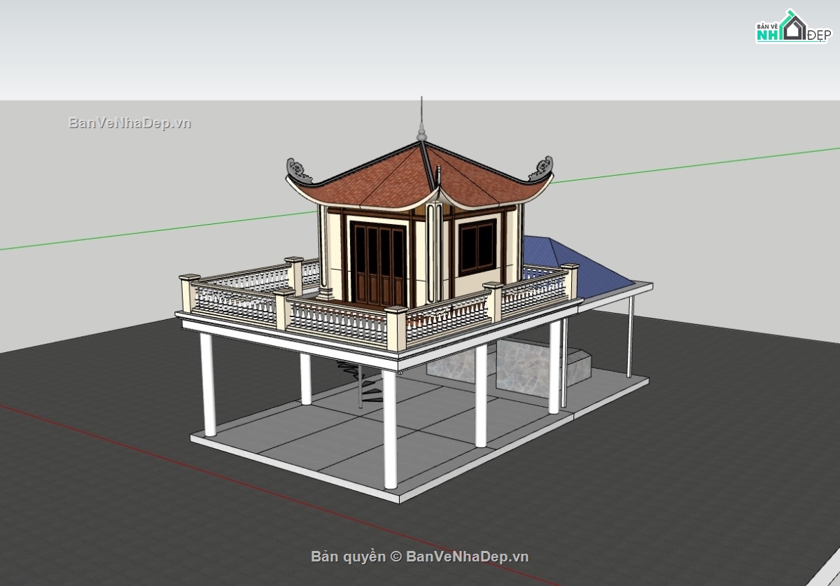 đền miếu,sketchup đền miếu,đền miếu su