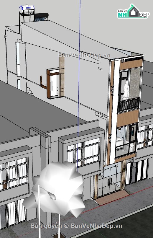 nhà phố 3 tầng 3.2x17m,model su nhà phố 3 tầng,nhà phố 3 tầng file sketchup,mẫu nhà phố 3 tầng đẹp
