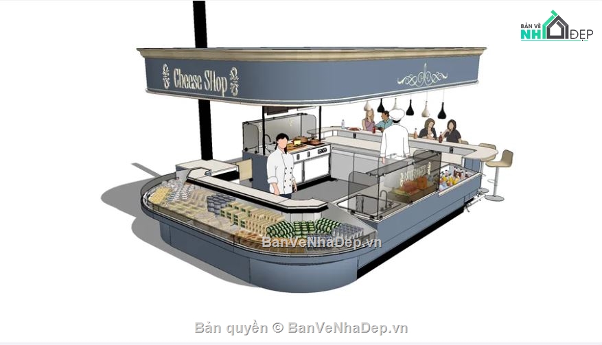 tiệm bán bánh,file sketchup tiệm bánh,model su tiệm bánh,tiệm bánh file sketchup