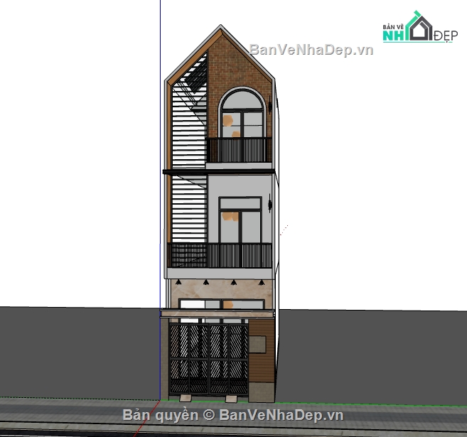model sketchup nhà phố,nhà phố 3 tầng,Su nhà phố 3 tầng,nhà 3 tầng su,Sketchup mẫu nhà 3 tầng