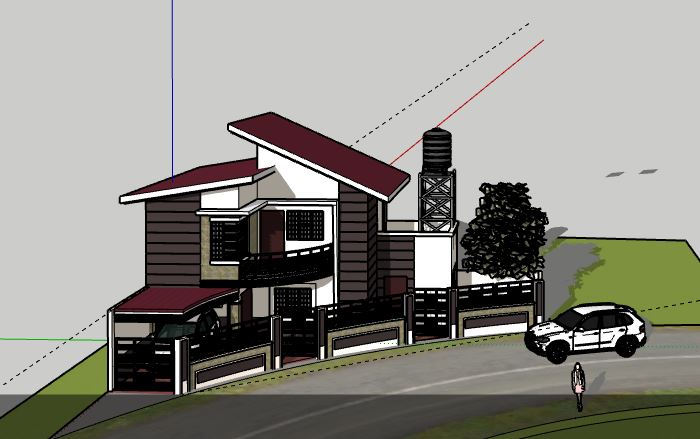 Biệt thự 2 tầng,model su biệt thự 2 tầng,mẫu biệt thự 2 tầng sketchup