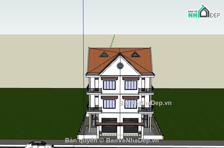 biệt thự 3 tầng,model su biệt thự 3 tầng,biệt thự 3 tầng file su