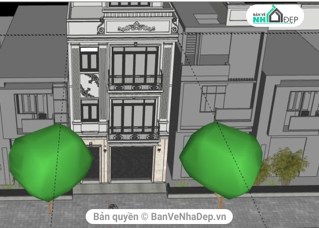 nhà phố 3 tầng,nhà phố sketchup,file nhà phố sketchup,sketchup nhà 3 tầng,thiết kế nhà 3 tầng,file su nhà phố 3 tầng