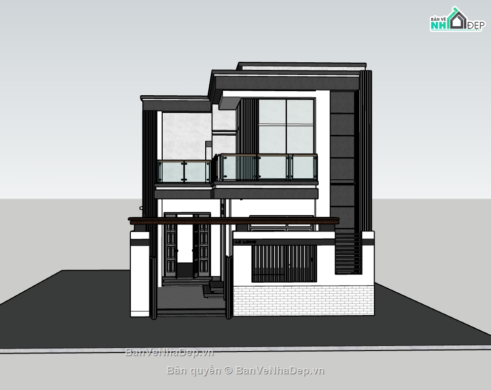 biệt thự 2 tầng,su biệt thự,sketchup biệt thự