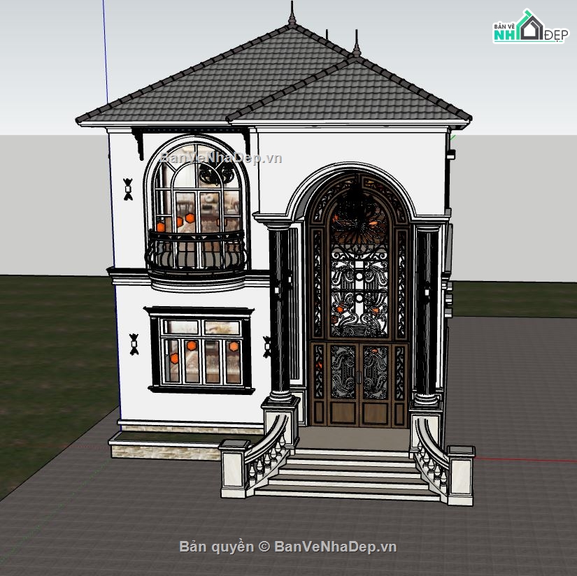 biệt thự 2 tầng,model su biệt thự 2 tầng,file su biệt thự 2 tầng,sketchup biệt thự 2 tầng