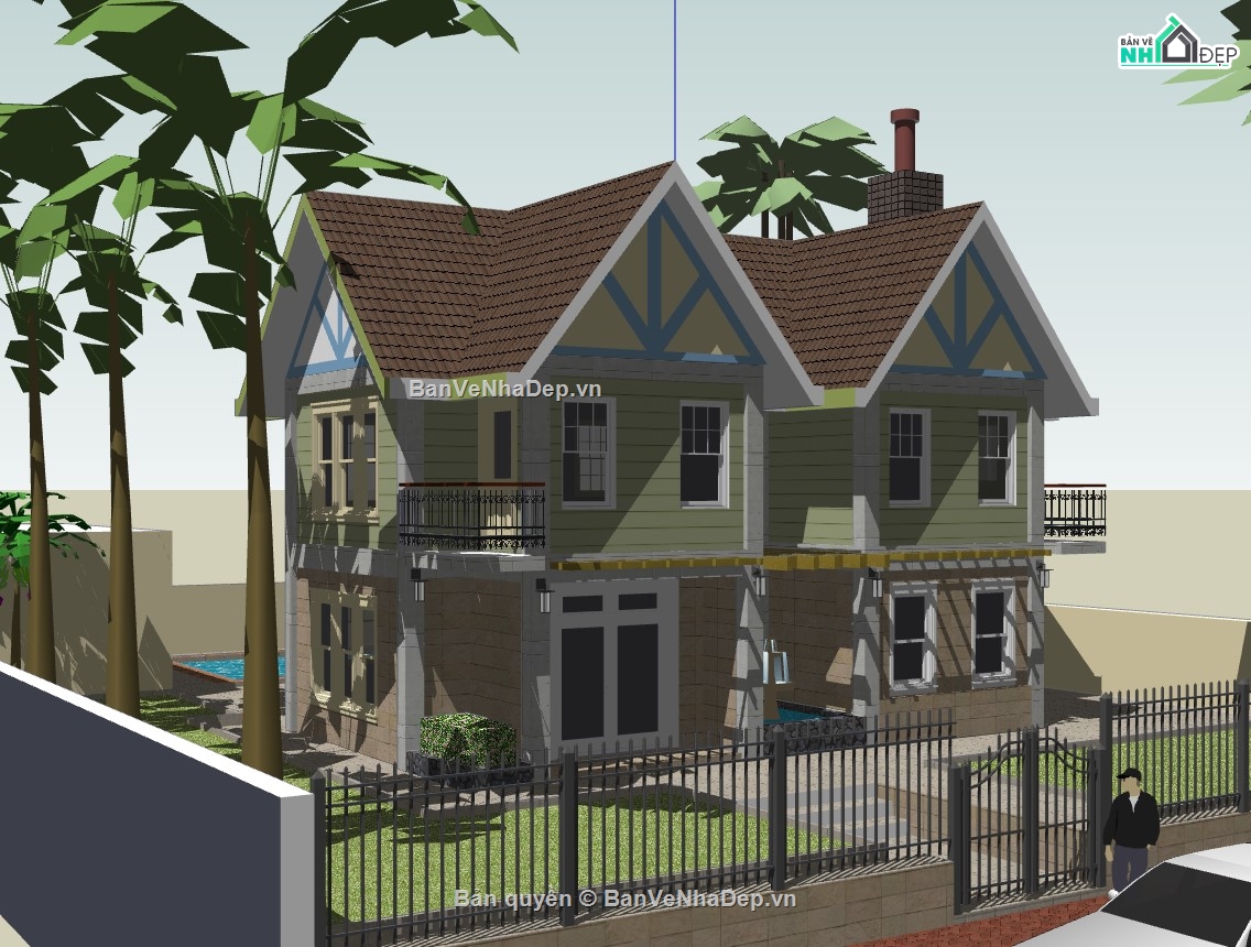 biệt thự 2 tầng,Model su biệt thự 2 tầng,su biệt thự,sketchup biệt thự,biệt thự 2 tầng su,biệt thự  2 tầng su