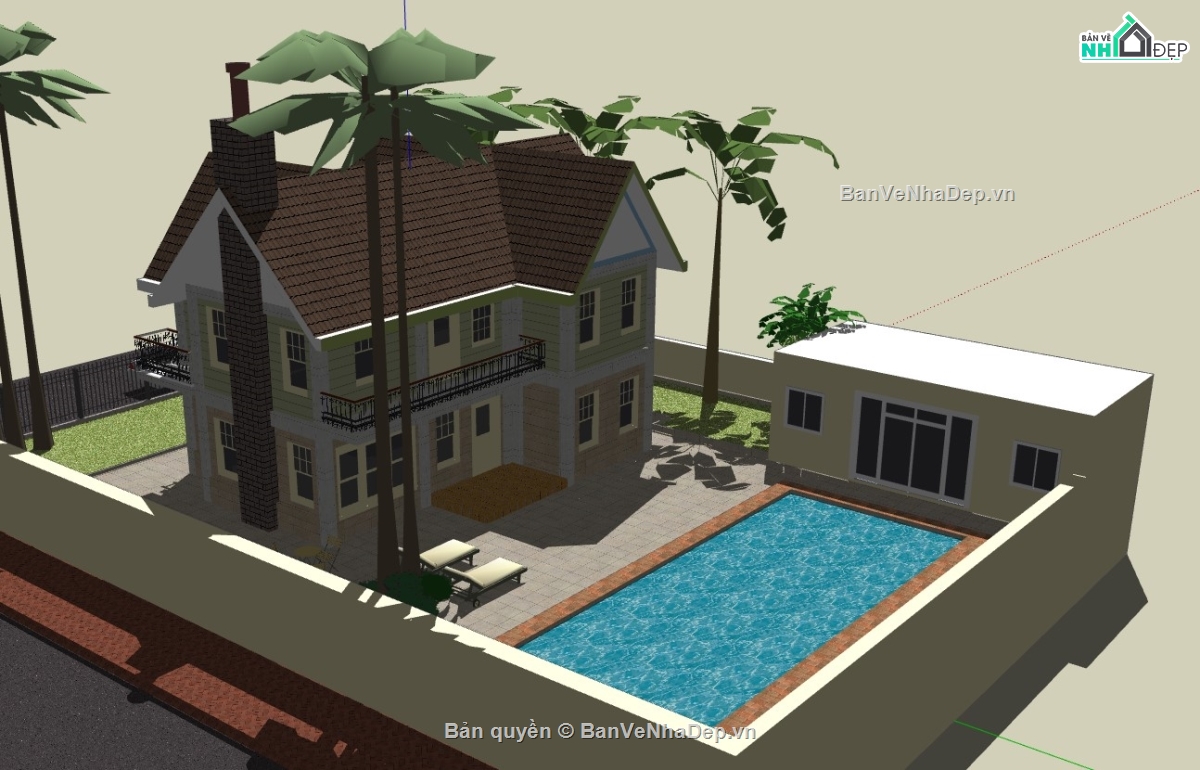 biệt thự 2 tầng,Model su biệt thự 2 tầng,su biệt thự,sketchup biệt thự,biệt thự 2 tầng su,biệt thự  2 tầng su