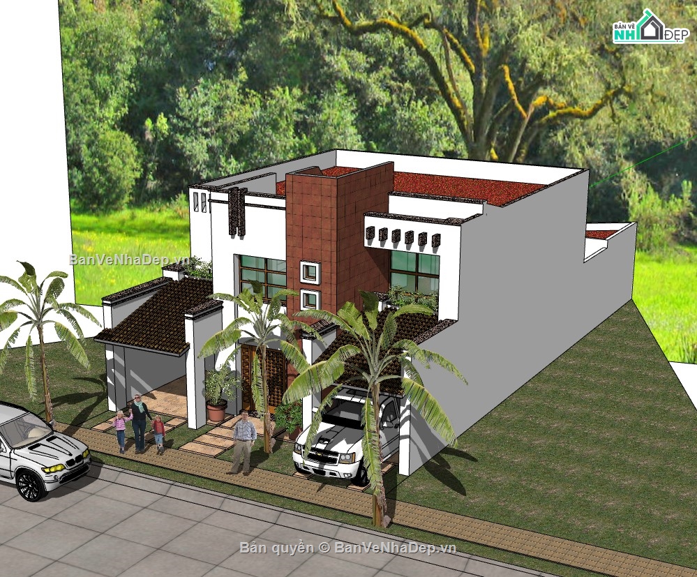 biệt thự 2 tầng,biệt thự 2 tầng su,su biệt thự,sketchup biệt thự,su biệt thự 2 tầng,sketchup biệt thự 2 tầng