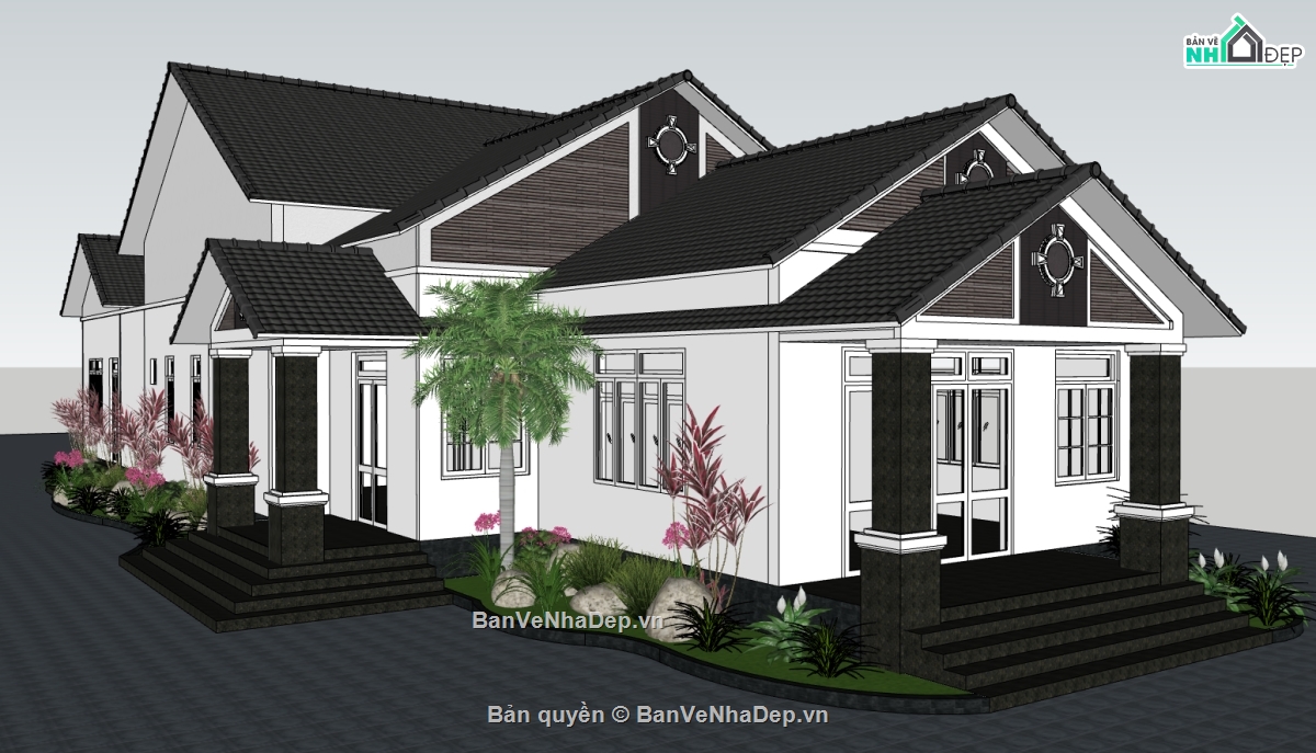 nhà cấp 4,sketchup nhà cấp 4,nhà cấp 4 sketchup