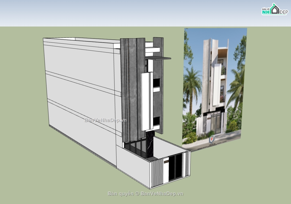 nhà phố 3 tầng,su nhà phố,sketchup nhà phố,su nhà phố 3 tầng