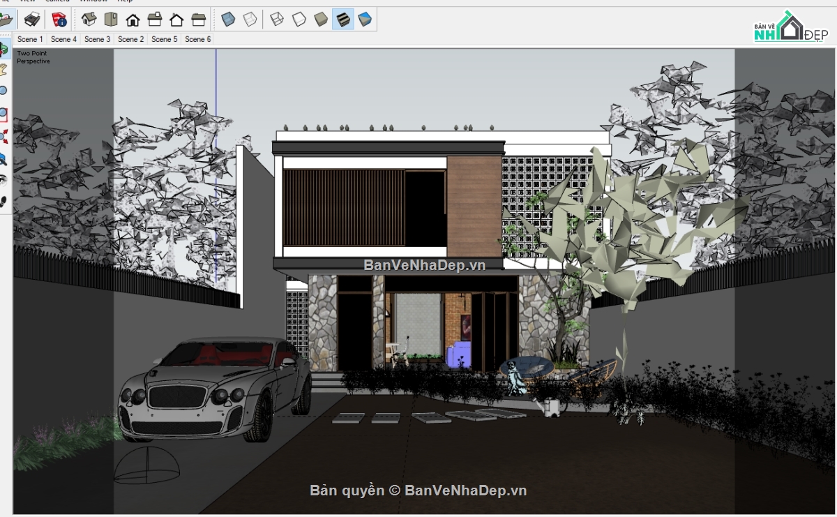 model sketchup nhà phố 2 tầng,Nhà phố 2 tầng,model nhà phố 2 tầng,su nhà phố 2 tầng