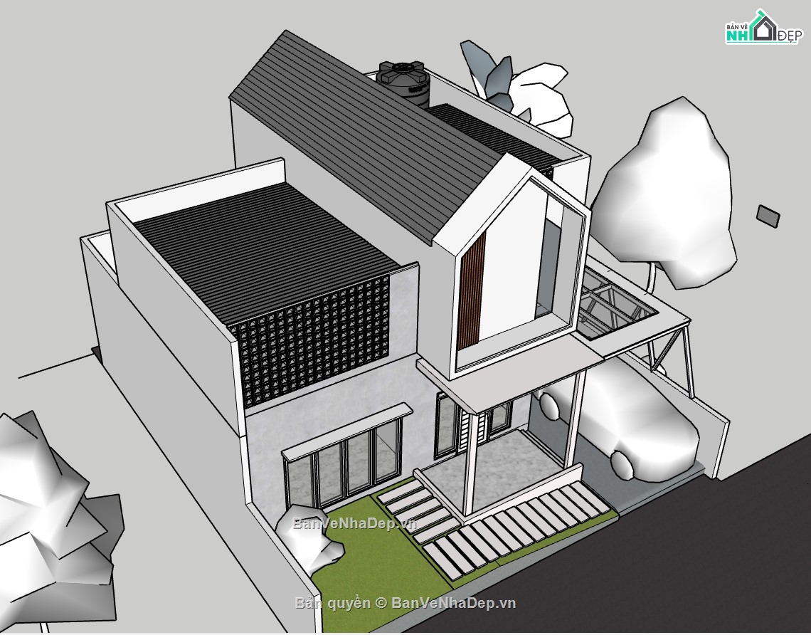 su nhà phố,sketchup nhà phố,su nhà phố 2 tầng,sketchup nhà phố 2 tầng