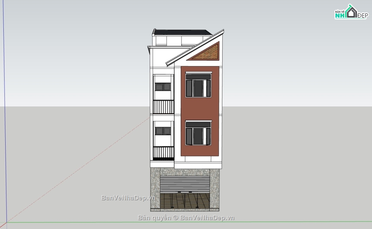 nhà 4 tầng,su nhà phố,sketchup nhà phố,su nhà phố 4 tầng