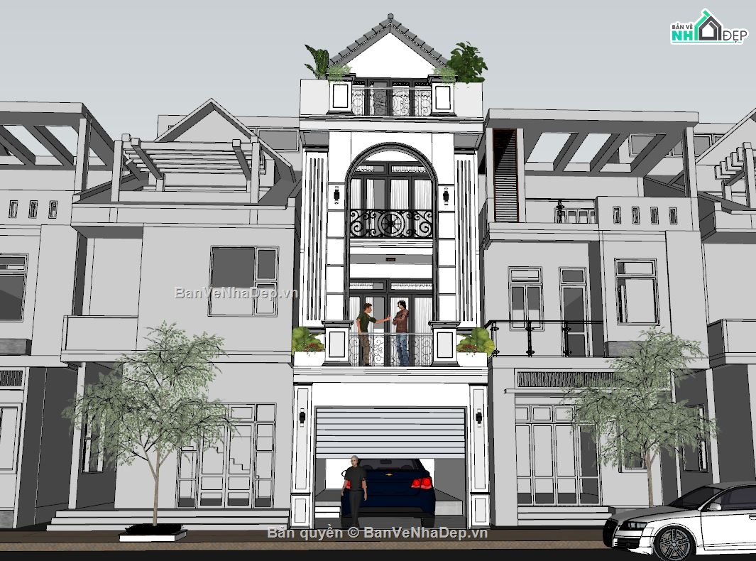 Nhà phố 4 tầng 5x13m,model su nhà phố 4 tầng,file sketchup nhà phố 4 tầng,nhà phố 4 tầng file su,sketchup nhà phố 4 tầng