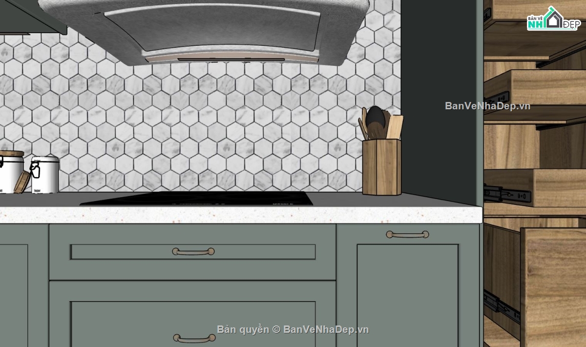 nội thất phòng bếp,model su nội thất bếp,sketchup nội thất bếp