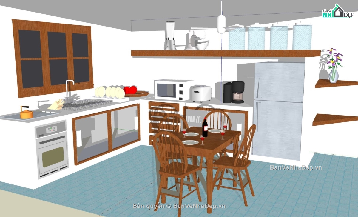 thiết kế nội thất đẹp,phòng bếp su,sketchup nội thất phòng bếp