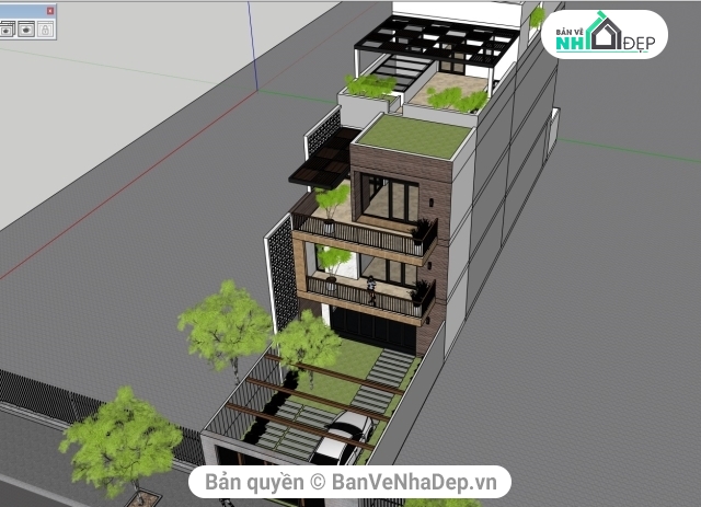 Sketchup dựng 8 kiểu mẫu nhà phố hiện đại thịnh hành nhất 2020