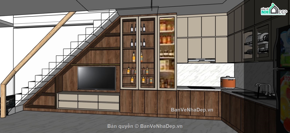 phòng bếp sketchup,file sketchup phòng bếp,model su phòng bếp