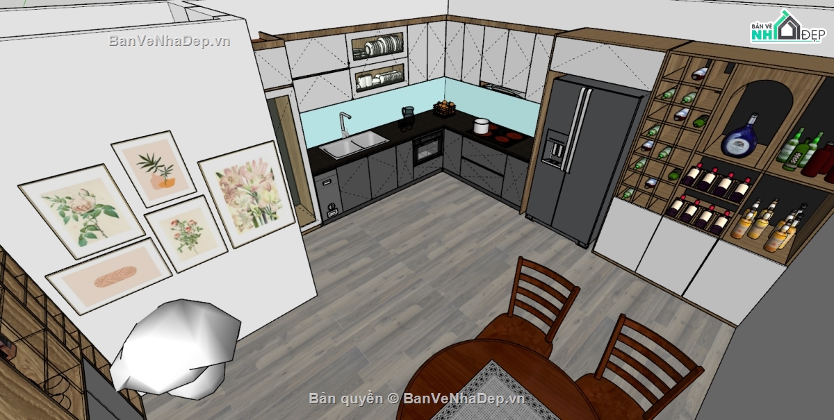 tủ bếp,sketchup tủ bếp,tủ bếp sketchup,File sketchup tủ bếp,Model sketchup bếp ăn,Model sketchup phòng bếp