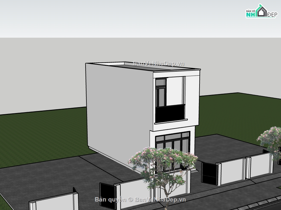 nhà 2 tầng,sketchup nhà phố,su nhà phố