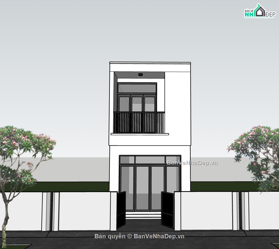 nhà 2 tầng,sketchup nhà phố,su nhà phố