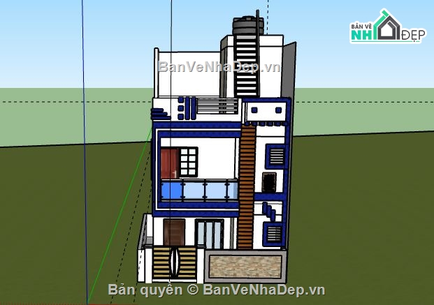 Nhà phố 3 tầng,model nhà phố 3 tầng,model sketchup nhà phố 3 tầng