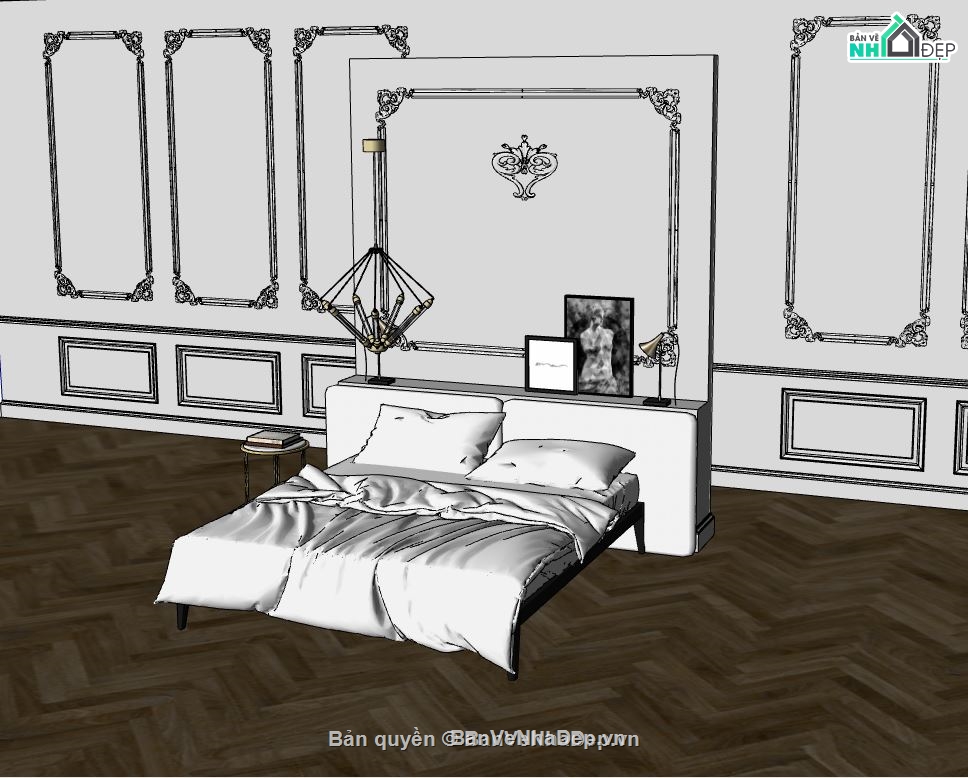 3d sketchup phòng ngủ,thiết kế phòng ngủ đẹp,Model phòng ngủ