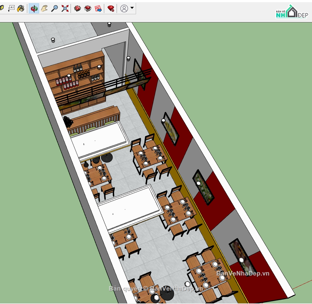 model su nội thất cửa hàng,cửa hàng,Sketchup + Vray nội thất,Sketchup nội thất nhà hàng,đồ nội thất