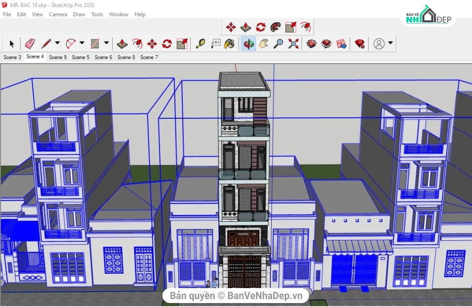 File su nhà phố 4 tầng,Model su nhà phố 4 tầng,sketchup nhà phố 4 tầng,su nhà phố 4 tầng,model sketchup nhà phố 4 tầng