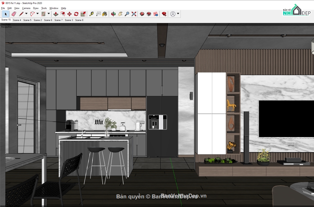 model su nội thất,nội thất phòng khách sketchup,Su nội thất phòng bếp,nội thất nhà bếp