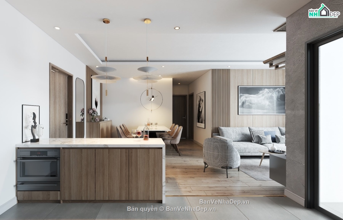 file su khách bếp,sketchup nội thất khách bếp,File sketchup phòng khách,File sketchup Nhà bếp,Sketchup + Vray nội thất,phòng khách sketchup