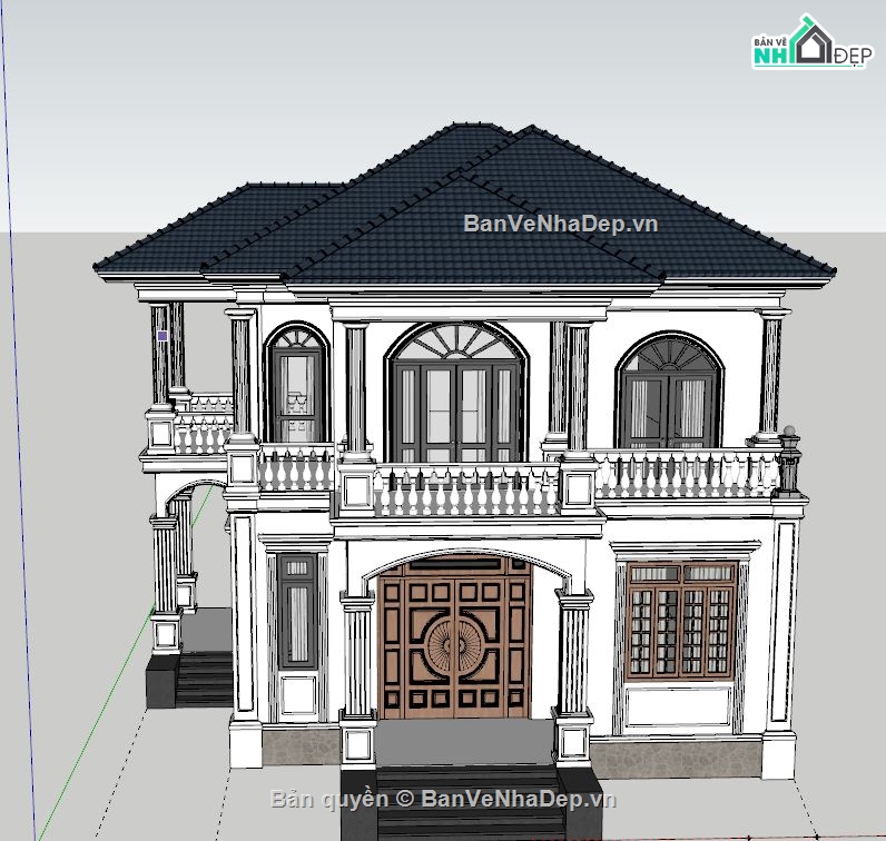 File sketchup biệt thự 2 tầng,Model su biệt thự 2 tầng,File sketchup biệt thự 2 tầng mái Nhật,Biệt thự 2 tầng mái Nhật,Sketchup biệt thự 2 tầng mái Nhật