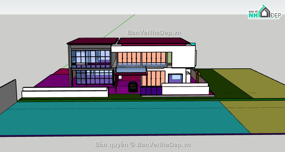nhà 2 tầng hiện đại,Biệt thự nghỉ dưỡng,Sketchup nhà 2 tầng,model su biệt thự 2 tầng,biệt thự 2 tầng su
