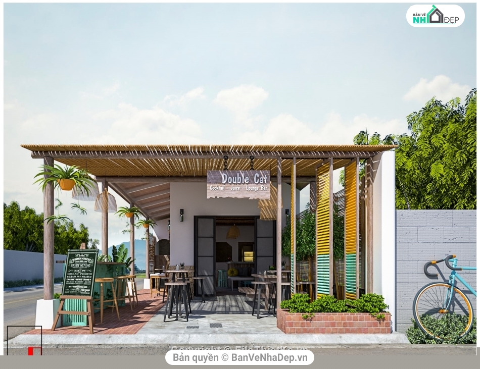 Model quán cafe,Sketchup quán trà chanh,Mẫu quán cà phê,quán cà phê su,file su cafe