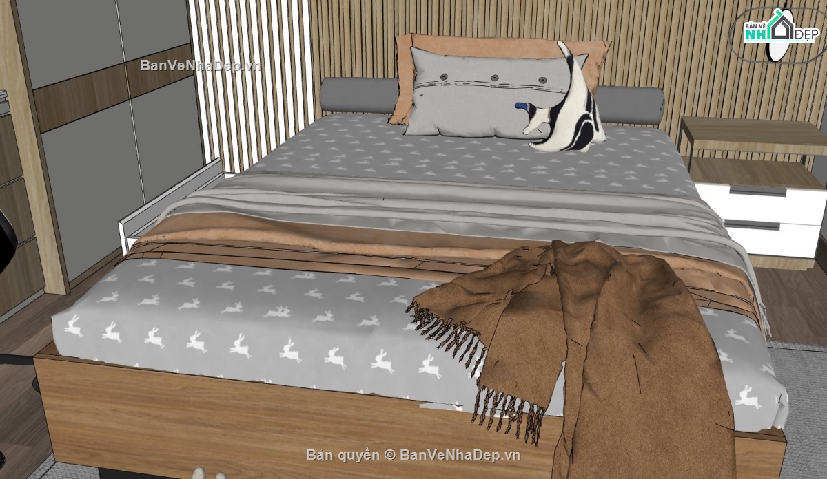 thiết kế phòng ngủ đẹp,phòng ngủ sketchup,Model phòng ngủ,thiết kế sketchup đẹp