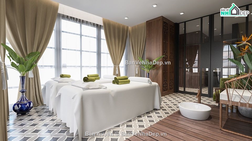 phối cảnh nội thất spa,mẫu sketchup nội thất spa,sketchup spa
