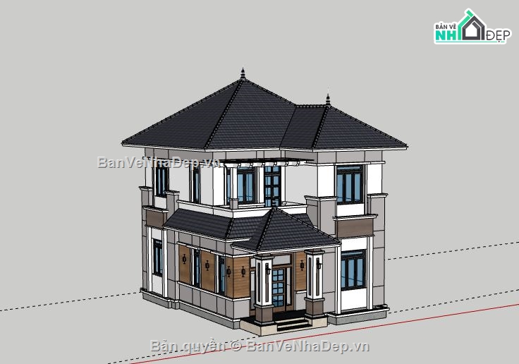 Biệt thự 2 tầng,Model su biệt thự 2 tầng,file su biệt thự 2 tầng