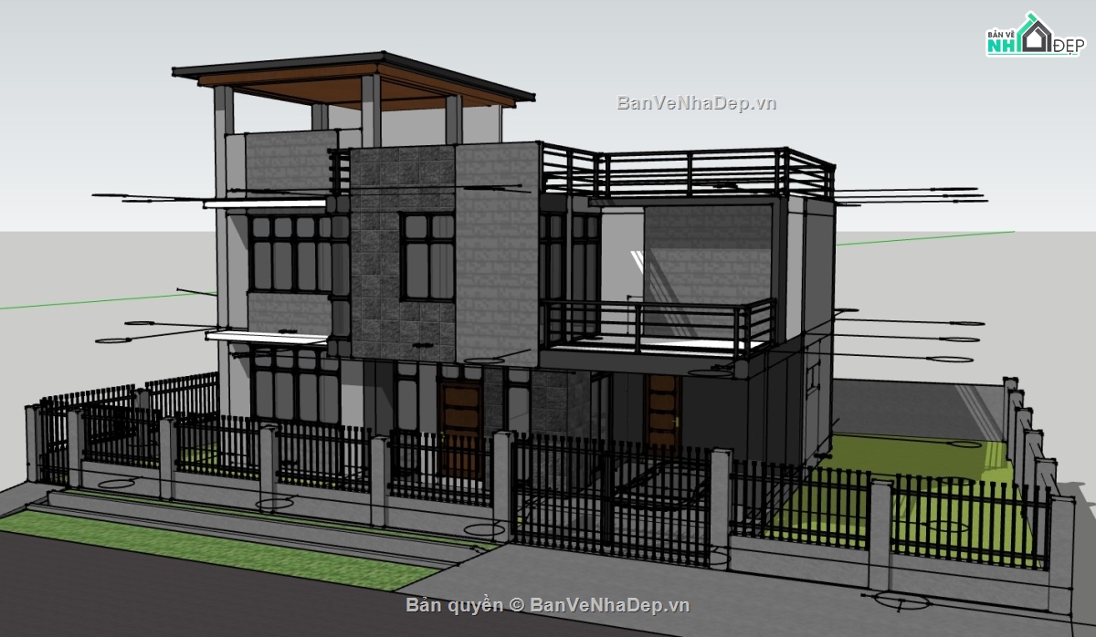 nhà phố sketchup,Model sketchup nhà phố,sketchup nhà phố 2 tầng,nhà phố  2 tầng,nhà phố 2 tầng sketchup